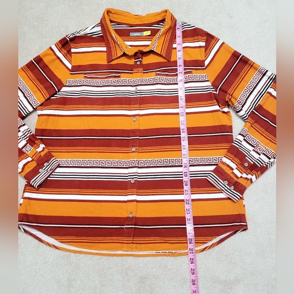 Cabela’s Women’s Size XL Shirt Shacket Southwest Aztec Stripe 100% Cotton - Picture 9 of 13